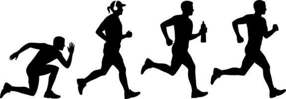 Running Man Silhouette Fitness Progression Set vector