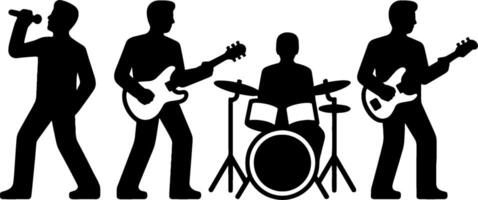 Silhouette Rock Band Playing Music Live Performance vector