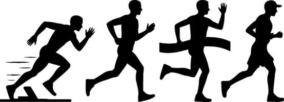Runner Sprint Start Marathon Finish Line Jogger Silhouette Sequence vector