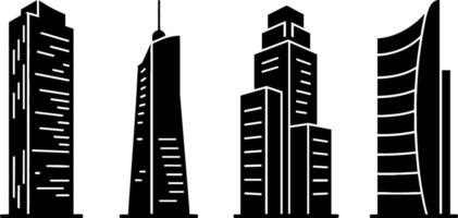 Modern Skyscraper Silhouettes Set Urban Architectures vector