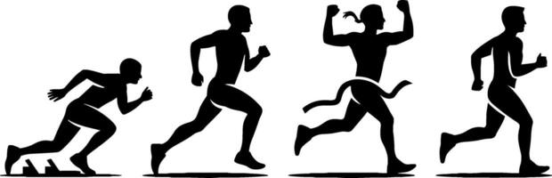 Runner Sprinting Finish Line Victory Sequence vector