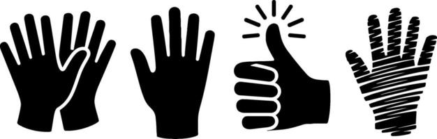Black Hands Set Various Gestures Thumbs Up High Five vector