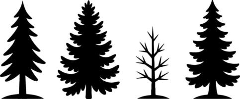 Pine Tree Silhouettes Set Forest Natures vector