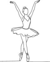 Graceful Ballet Dancer Posing Pointe Shoes Tutu Dance Art vector
