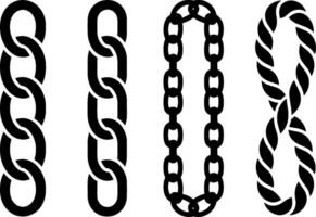 Four Chain Link Variations Connected Loop Silhouettes vector
