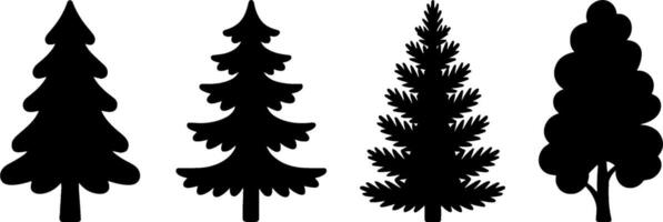 Silhouette Evergreen Pine Fir Trees Flats vector