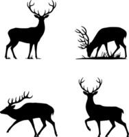 Deer Silhouette Set Wildlife Animal Collection vector