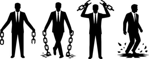 Businessman Breaking Chain Link Freedom Concept Success vector