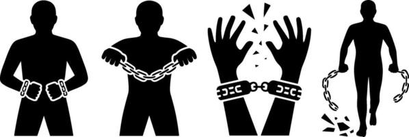 Shackled Hands Breaking Chains Freedom Concepts vector