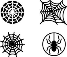 Spider Web Set Halloween Symbol Sticker Design vector