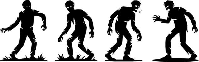 Silhouette Zombie Figures Horror Walking Dead Characters vector