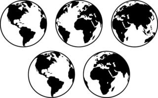 Set Earth Globes Different Continents Map Elements vector