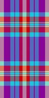 King textile fabric background, smooth texture seamless. Fur check pattern plaid tartan in mauveine and cyan colors. vector
