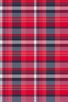 Vibrant red, navy, and white plaid pattern. Perfect for textile design, fashion, or website backgrounds. This classic check texture evokes feelings of warmth, comfort, and tradition. vector