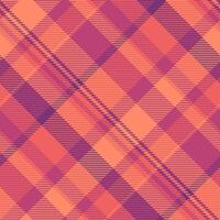Vibrant plaid pattern in warm hues. Textile background with intersecting stripes, ideal for fashion, digital art, or classic design projects. Versatile. vector