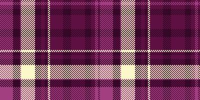 Pixelated plaid pattern. Tartan design in deep purples cream. Classic textile look for backgrounds, overlays, creative projects. Versatile textural. vector