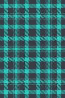 Direct seamless background fabric, customize plaid check textile. Curve texture tartan pattern in teal and dark colors. vector