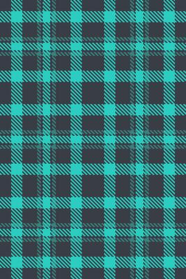 Direct seamless background fabric, customize plaid check textile. Curve texture tartan pattern in teal and dark colors.