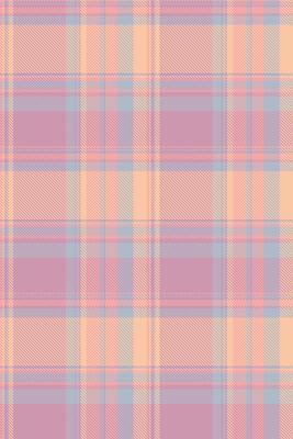 Soft pastel plaid pattern in peach, pink, and light blue hues. Ideal for textile design, fashion, backgrounds, and website assets.