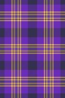 Vibrant purple and gold plaid pattern. Perfect for textile design, fashion, website backgrounds, or any project needing a bold, textured aesthetic. vector