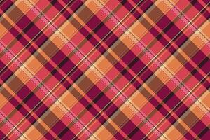 Factory seamless textile check, youth texture tartan plaid. King background pattern fabric in orange and red colors. vector