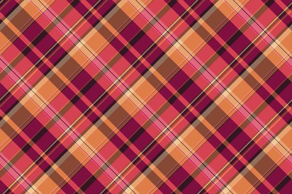 Factory seamless textile check, youth texture tartan plaid. King background pattern fabric in orange and red colors.