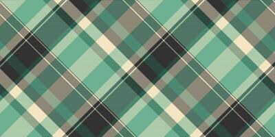 Diamond plaid pattern textile, scenery check background seamless. Real texture tartan fabric in grey and mint colors. vector