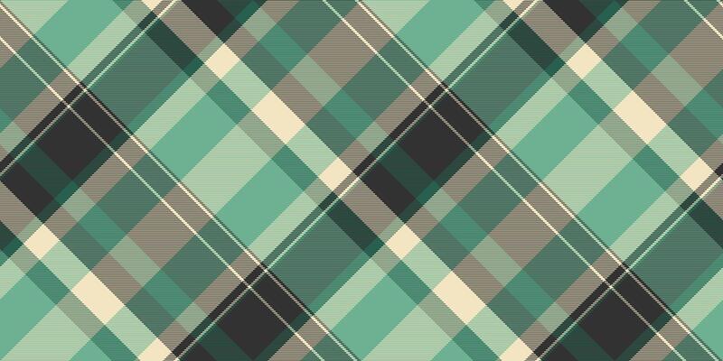 Diamond plaid pattern textile, scenery check background seamless. Real texture tartan fabric in grey and mint colors.