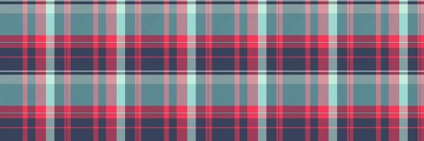 Performance pattern background, slim check texture seamless. Empty textile plaid tartan fabric in blue and red colors. vector