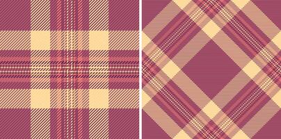 Elegant pink and beige plaid patterns. Two seamless textures offer versatile design options for fashion, home decor, and branding. These classic checks convey warmth and sophistication. vector