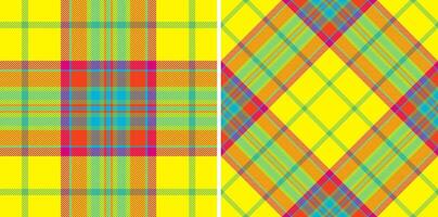 Vibrant tartan patterns. Two colorful plaid designs convey tradition and heritage. Ideal for textiles, backgrounds, or design elements. Nostalgic eyecatching. vector