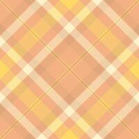 Seamless plaid pattern in warm peach yellow tones. Versatile background for textiles, fashion, graphic design. Classic, inviting, and timeless aesthetic. vector