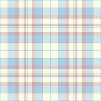 Pastel plaid pattern. Seamless texture in soft blue, pink cream. Ideal for textile design, wallpaper, wrapping paper, or website backgrounds. Evokes feelings of tranquility and gentle femininity. vector