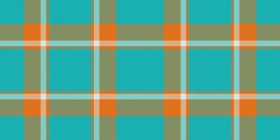 Vibrant teal, olive, and orange plaid pattern. Perfect for textile design, website backgrounds, or crafting projects. This cheerful, geometric design evokes feelings of warmth and style. vector