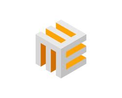 Abstract isometric cube design, featuring gray and orange accents. Perfect for modern branding, technology, architecture, or data visualization projects. vector