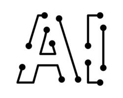 Minimalist graphic illustration featuring black lines and dots resembling a futuristic circuit board. Symbolizes technology, connectivity, and innovation. vector