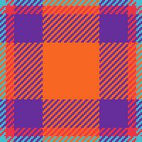 Vibrant autumnal plaid pattern in bold orange, purple, and teal. Perfect for textile design, fall fashion, or adding a touch of modern energy to any project. vector