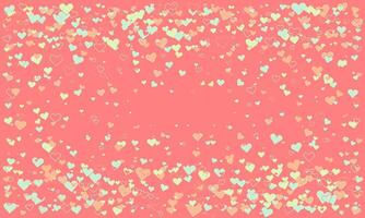 A delightful pastel pink background sprinkled with countless tiny hearts in soft peach, mint, and cream. vector