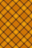 Vibrant orange and black diagonal plaid pattern. Perfect for autumnal designs, fall fashion, textile prints, and website backgrounds. vector