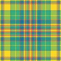 Vibrant yellow, teal, and green plaid pattern. Perfect for textile design, fashion, or website backgrounds. This cheerful, energetic design evokes feelings of optimism and summer. vector