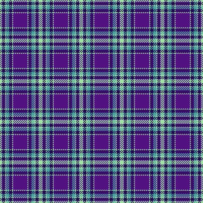 Vibrant purple, teal, and mint green plaid pattern. Ideal for textile design, fashion, and website backgrounds.