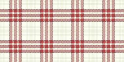 Tough seamless fabric check, good pattern plaid. Multi textile texture background tartan in ivory and red colors. vector