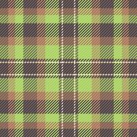 Manufacturing seamless tartan pattern, knot fabric plaid. Model texture check textile background in green and orange colors. vector