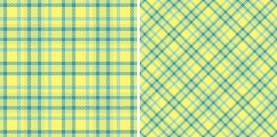 Sunny, cheerful patterns featuring a classic plaid and argyle design in shades of yellow and turquoise. Versatile for backgrounds, textiles, or digital art. vector