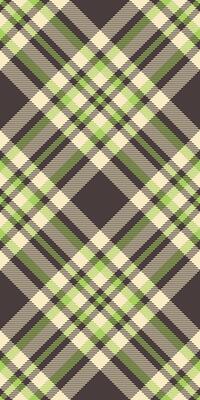 Elegant lime green and beige plaid pattern on dark brown background. Perfect for textile design, fashion, wrapping paper, or website backgrounds.
