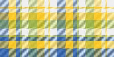 Vibrant yellow, green, and blue plaid pattern. Perfect for textile design, website backgrounds, or fashion projects. This cheerful, seamless texture evokes feelings of freshness and optimism. vector