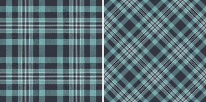 Stylish teal and dark gray plaid patterns. Perfect for textile design, fashion, home decor, or website backgrounds. Seamless repeat textures offer versatile design options. vector