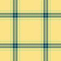 Vibrant yellow plaid pattern featuring teal and dark gray stripes. Perfect for textile design, fashion, websites, or any project needing a cheerful, stylish geometric texture. vector