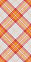 Vibrant diagonal plaid pattern in warm orange and pink hues on a soft gray background. Perfect for textile design, fashion, websites, or branding projects. vector