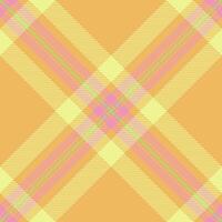 Vibrant pastel plaid pattern in peach, yellow, and pink. Perfect for textile designs, website backgrounds, or packaging. A cheerful, modern take on a classic style. vector